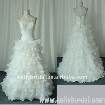 2010 Romântico A-line Ruffle Organza Lace Wedding Dress (KBS03)